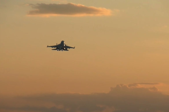 A Su-34 bomber of the Russian air force operates at the border area of Kursk region, Russia, in November.