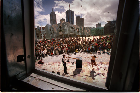 The official opening of Federation Square.