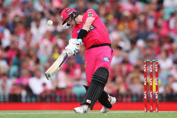Steve Smith goes on the attack for Sydney Sixers in January.