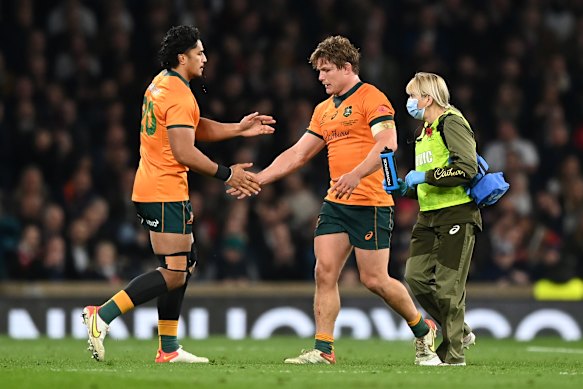 Michael Hooper leaves the field.