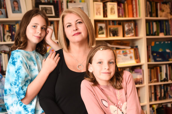 Margaret Ambrose and her children Greta, 10 (left) and Aurora, 8.