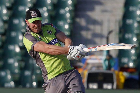 Chris Lynn in action during the Pakistan Super League T20 match against Multan Sultans, in Lahore, Pakistan. 