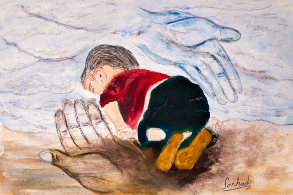 Farhad Bandesh, Kurdish refugee  - Aylan - beach.