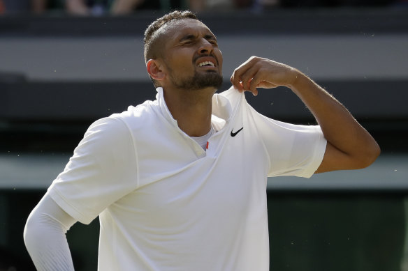 Nick Kyrgios on the court against Rafael Nadal this week. 