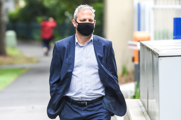 Victorian Chief Health Officer Brett Sutton arrives at the Coroners Court on Friday morning.