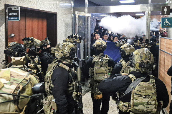 National Assembly staff and troops clashed inside the building on Wednesday. 