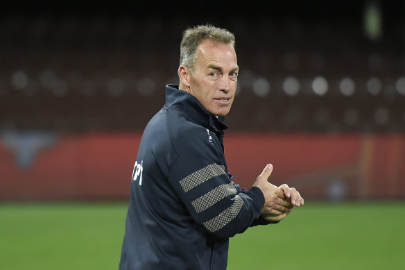 Alastair Clarkson at the round-11 match between Hawthorn and Gold Coast.