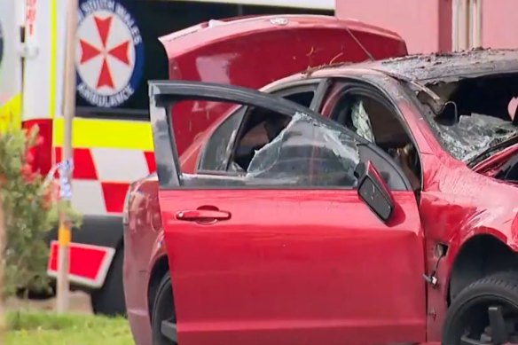 A car carrying six people crashed into a tree during a police pursuit in Cammeray.