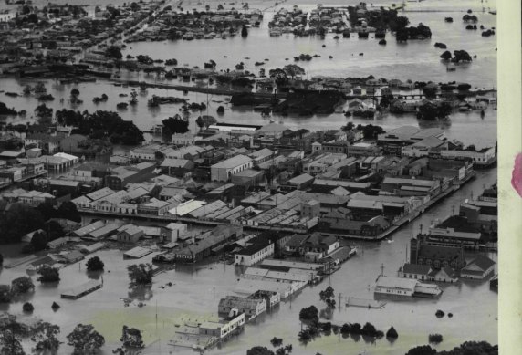 The Lismore CBD a day after the 1954 flood.