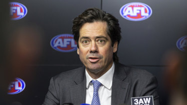 AFL chief executive Gillon McLachlan faces the media.