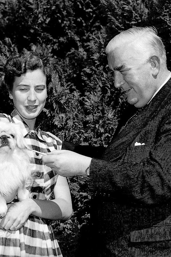 Robert Menzies and daughter Heather in 1955.