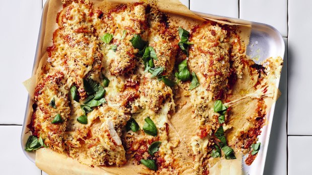 These cheesy one-tray chicken tenders from Sarah Pound will feed the whole fam