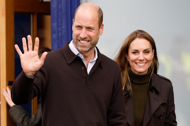 Prince William, Prince of Wales, and Catherine, Princess of Wales, leave the community-owned Anchor Tavern Pub & Hub in Port Bannatyne