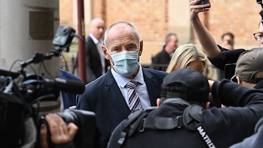 Chris Dawson arrives at court on Tuesday morning for the announcement of his verdict.