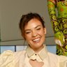 Chloe Hayden with part of the collection of textile-based items she curated for the exhibition Powerhouse Materials. 