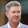 Michael Clarke on commentary duty during the 2020 ICC men’s Twenty20 World Cup.