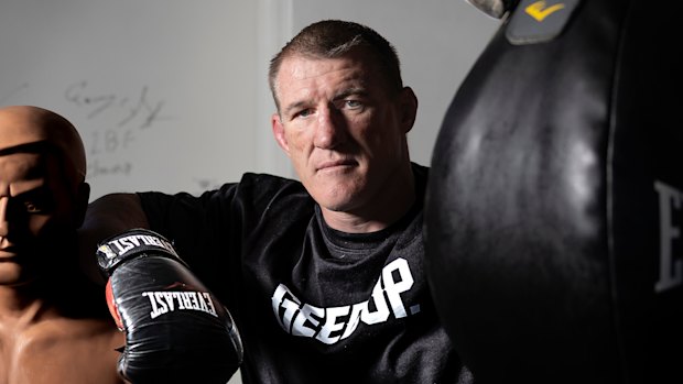 Paul Gallen takes time out during a training session at Cronulla on Monday.