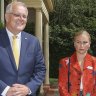 Prime Minister Scott Morrison and 2021 Australian of the Year Grace Tame during the Australian of the Year awards morning tea at the Lodge.