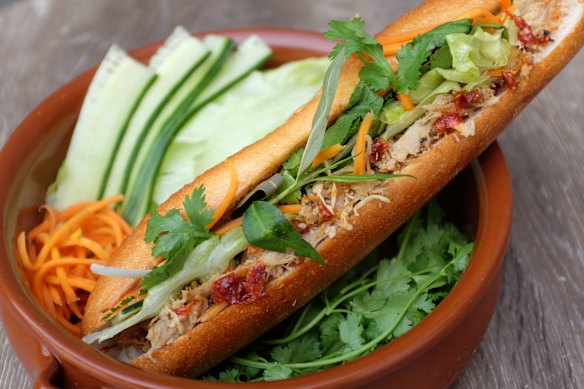 The crispy pork banh mi at Banh Mi Hoi An.