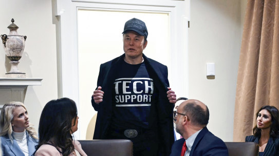 Elon Musk addresses Donald Trump’s first cabinet meeting at the White House.