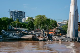 Pontoons and ferries were damaged during the widespread flooding. 