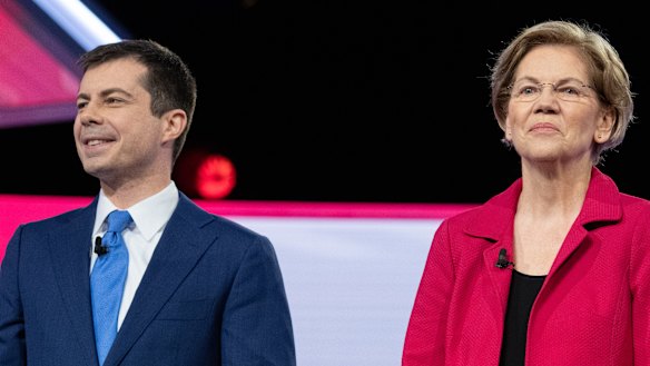 Pete Buttigieg and Elizabeth Warren in Charleston, South Carolina.