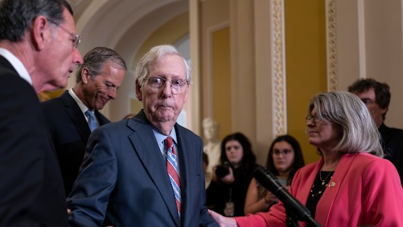 Republican Senate Minority Leader Mitch McConnell froze during a press conference in July.
