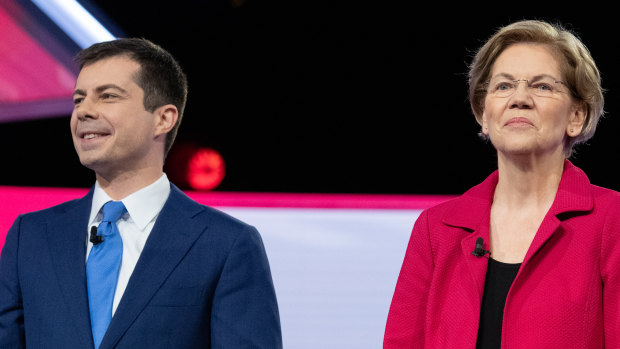 Pete Buttigieg and Elizabeth Warren in Charleston, South Carolina.