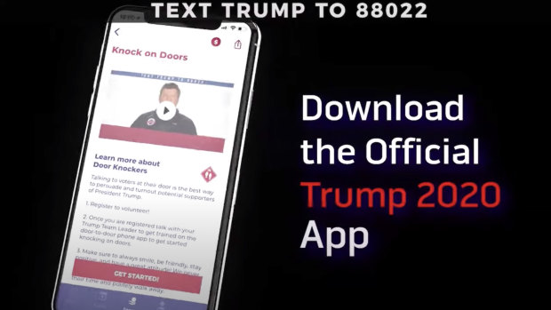 The Trump app has been described as a "gamified" experience that rewards the base for spreading the word. 