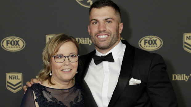 Sydney Roosters superstar James Tedesco with mother Rosemary at last year's Dally M awards in Sydney.