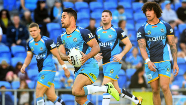 Mentor: Jarryd Hayne passed on some of his experience to AJ Brimson before departing the Gold Coast.