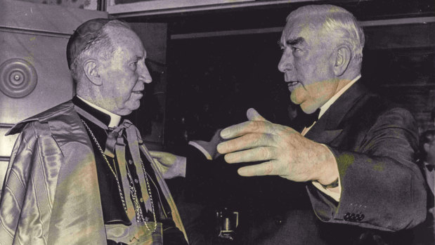 Cardinal Norman Gilroy with prime minister Robert Menzies in 1964.