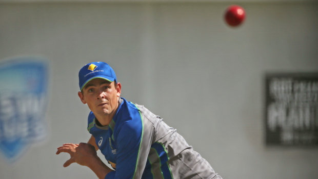 Stephen O’Keefe bowls in the nets ahead of Australia’s Test against the West Indies in 2016. 