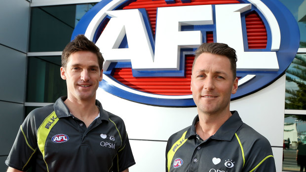 Matt Stevic and Brett Rosebury will umpire the grand final this year.