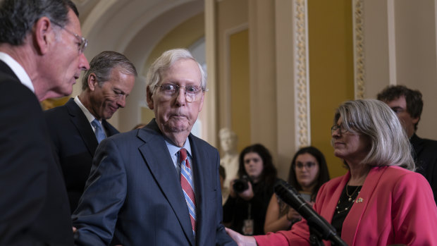 Republican Senate Minority Leader Mitch McConnell froze during a press conference in July.