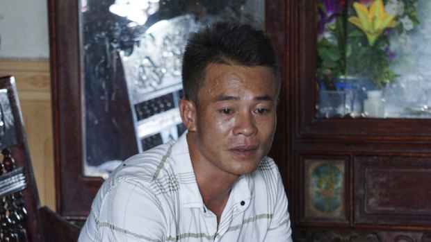 Vo Ngoc Chuyen, brother of Vo Ngoc Nam, speaks to media at his home in Vietnam.