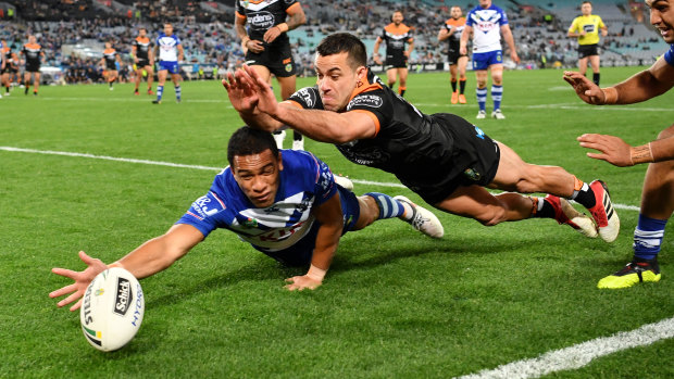 Fingertip save: Will Hopoate has settled back into the fullback role at Canterbury.