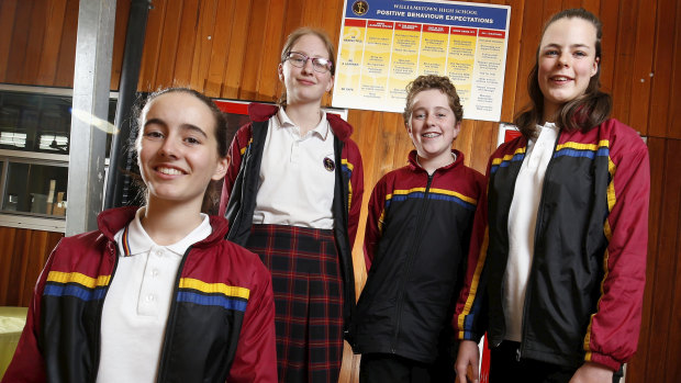 Williamstown High School students Elena, Saskia, Matthew and Jade are big fans of their schools positive behaviour initiative