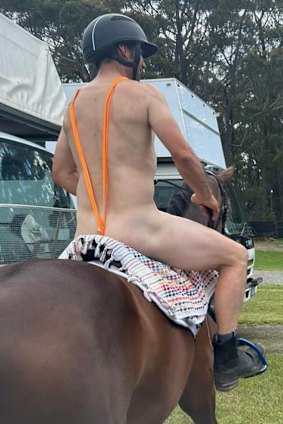Australian equestrian rider and Olympian Shane Rose in a fancy dress event at Wallaby Hill Extravaganza, February 11, 2024.