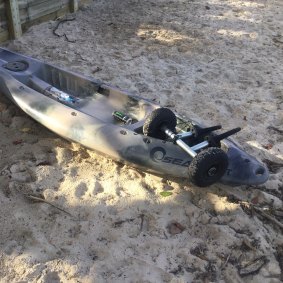 Chris Dicker's Kayak was found on the beach near the mouth of  Tallebudgera Creek early on Sunday afternoon