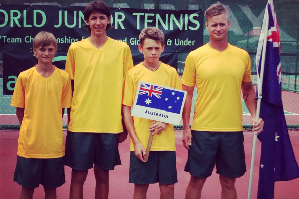 Australian junior team days: Kody Pearson, Alexi Popyrin, Alex de Minuar and Ben Pyne.