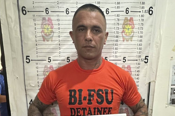 Gregor Johann Haas poses for a mugshot following his arrest in Cebu province.