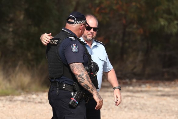 Police work near the scene of the shooting in Wieambilla.