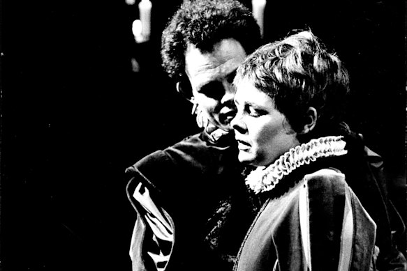 Judi Dench as Viola and Peter Geddis as Fabian in the Royal Shakespeare Company’s Twelfth Night, which came to Australia in 1981.