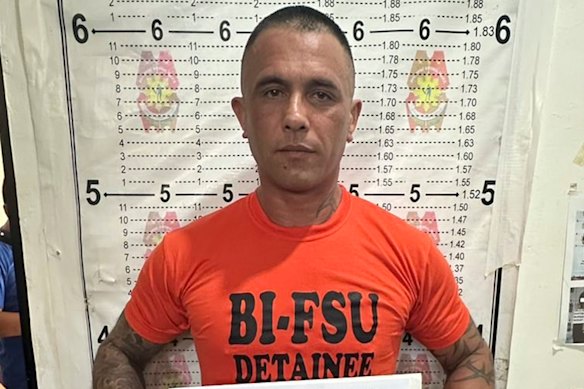 Gregor Haas poses for a mugshot after his arrest in the Philippines in 2024.