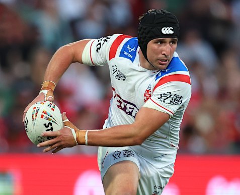 Victor Radley in action against Tonga at the World Cup earlier this month.
