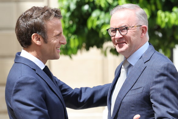 President Emmanuel Macron meets Prime Minister Anthony Albanese in Paris.