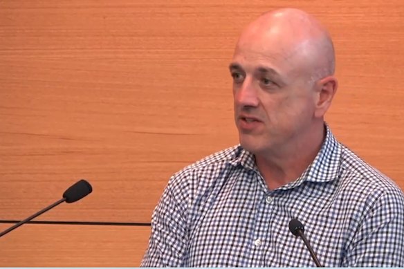 Cross River Rail project site manager Justin Bishop giving evidence on Tuesday.