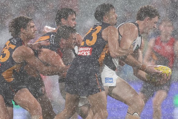 The rain was monsoonal at times at Adelaide Oval.
