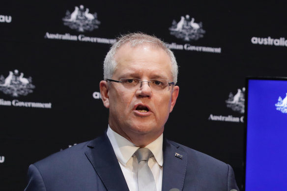 Prime Minister Scott Morrison addresses the media on Tuesday. 